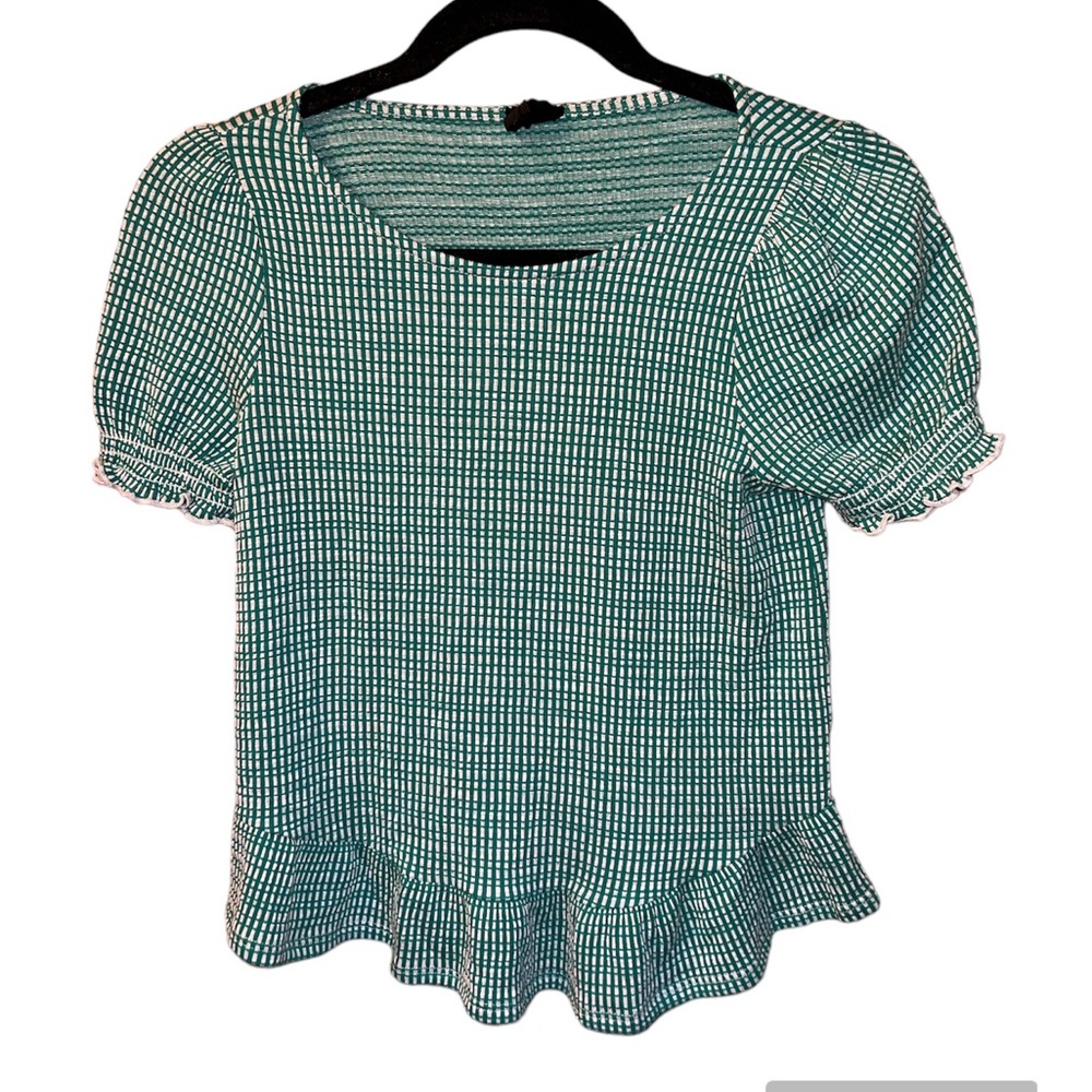 W5 Green and White Blouse Size Small